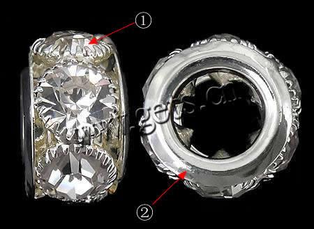 Donut Rhinestone Spacer, metal, Rueda, chapado, con diamantes de imitación, más colores para la opción, 12x20mm, agujero:aproximado 10mm, Vendido por UD