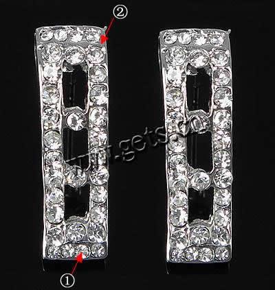Zinc Alloy Rhinestone Stud Earring, stainless steel post pin, Rectangle, with rhinestone, more colors for choice, cadmium free, 7x22mm, Sold By Pair