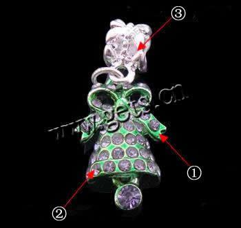 European Christmas Pendant, Zinc Alloy, plated, enamel & with rhinestone, more colors for choice, nickel, lead & cadmium free, 33x14mm, Hole:Approx 4.8mm, Sold By PC