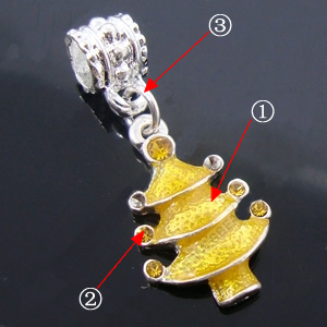 European Christmas Pendant, Zinc Alloy, Christmas Tree, plated, enamel, more colors for choice, nickel, lead & cadmium free, 12x31mm, Hole:Approx 4.8mm, Sold By PC