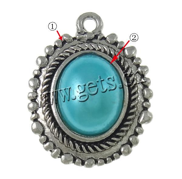 Glass Pearl Zinc Alloy Pendants, with Glass Pearl, Oval, plated, more colors for choice, nickel, lead & cadmium free, 18.5x23.5x2.5mm, Hole:Approx 1.5mm, Sold By PC