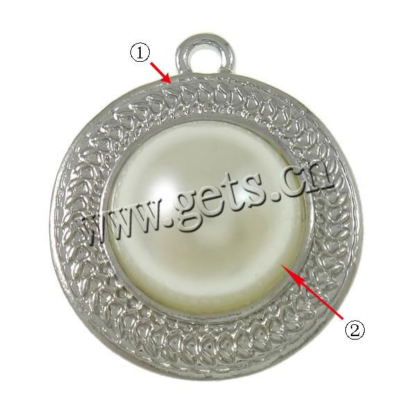 Verre perle Zinc Alloy pendentifs, alliage de zinc, avec perle de verre, Plat rond, Placage, plus de couleurs à choisir, protéger l'environnement, sans nickel, plomb et cadmium, 21.5x25x7.5mm, Trou:Environ 2mm, Vendu par PC