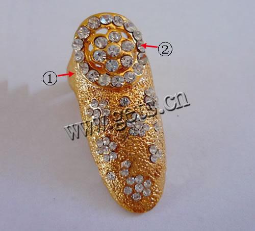 Zinc Alloy Nail Ring, plated, Customized & with rhinestone, more colors for choice, nickel, lead & cadmium free, 13.5x39mm, Inner Diameter:Approx 13mm, Sold By PC