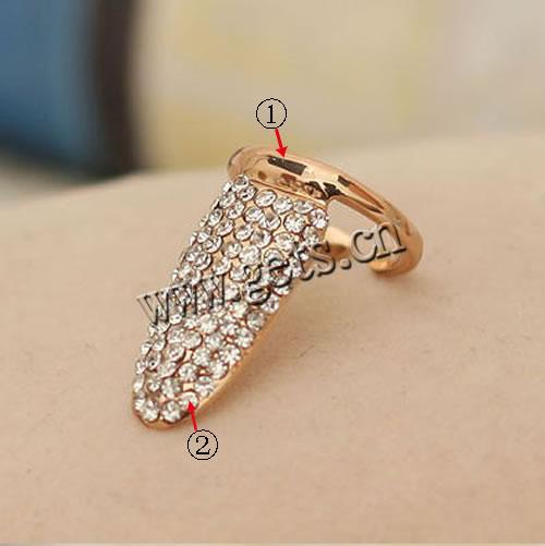 Zinc Alloy Nail Ring, plated, Customized & with rhinestone, more colors for choice, nickel, lead & cadmium free, 24x11mm, Inner Diameter:Approx 14mm, Sold By PC