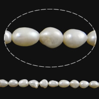 Barock kultivierten Süßwassersee Perlen, Natürliche kultivierte Süßwasserperlen, natürlich, weiß, Klasse AA, 9-10mm, Bohrung:ca. 0.8mm, Länge:15.5 ZollInch, verkauft von Strang