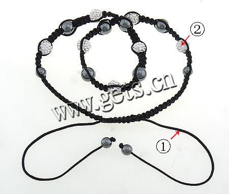Mode Woven Ball Halskette, Wachsschnur, mit Fossil Korallen & Ton, mit Strass, Länge:ca. 20-25 ZollInch, verkauft von Strang