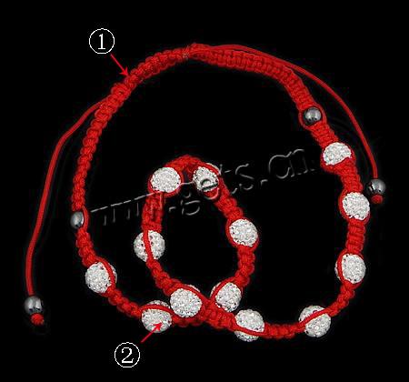 Fashion Woven Ball Necklace, Wax Cord, with Rhinestone Clay Pave Bead & Hematite, handmade, with 45 pcs rhinestone, 10mm, 8mm, Length:Approx 18-26 Inch, Sold By Strand
