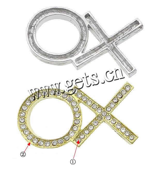 Rhinestone Zinc Alloy Connector, plated, Customized & with rhinestone & 1/1 loop, more colors for choice, 39x21x5mm, Hole:Approx 2mm, Sold By PC