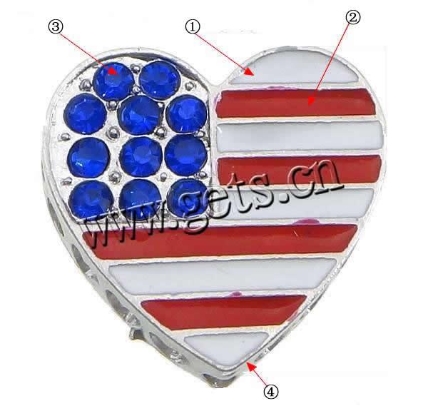 Rhinestone Zinc Alloy Connector, Heart, plated, enamel & with rhinestone & 1/1 loop, more colors for choice, cadmium free, 24.5x23.5mm, Hole:Approx 3mm, Sold By PC