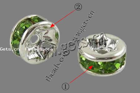 Espaciador de la forma rueda del diamante de imitación, metal, Toroidal, chapado, con diamantes de imitación, más colores para la opción, 12x4mm, agujero:aproximado 2.5mm, 100PCs/Bolsa, Vendido por Bolsa