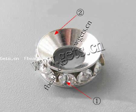 Espaciador de la forma rueda del diamante de imitación, metal, Toroidal, chapado, con diamantes de imitación, más colores para la opción, 13x13x4.5mm, agujero:aproximado 6.5mm, Vendido por UD