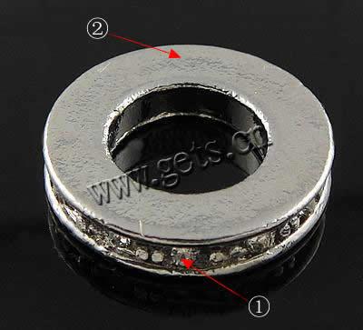 Donut strass Spacer, avec alliage de zinc, Plat rond, 20x20x4mm, Trou:Environ 10.5mm, Vendu par PC