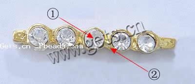 Barra separadora de diamantes de imitación, con aleación de zinc, chapado, 6-aro, más colores para la opción, 23x4x4mm, agujero:aproximado 1mm, Vendido por UD