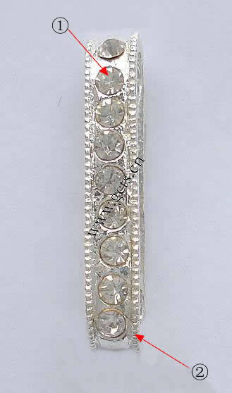 Bridge Rhinestone Spacer, Brass, plated, 6-strand & with rhinestone, more colors for choice, Grade A, 30x8mm, Sold By PC