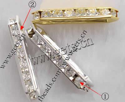 Bridge Rhinestone Spacer, Brass, plated, 5-strand & with rhinestone, more colors for choice, Grade A, 35x9x5mm, Sold By PC