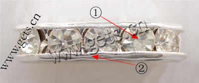 Moda Puente Rhinestone Spacer, metal, chapado, 3-aro & con diamantes de imitación, más colores para la opción, Grado A, 18x7x4mm, Vendido por UD