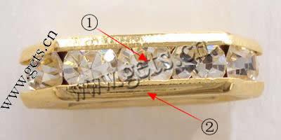 Bridge Rhinestone Spacer, Brass, plated, with rhinestone & 2-strand, more colors for choice, Grade A, 15x6x4mm, Sold By PC