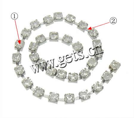 Brass Rhinestone Claw cadena, metal, chapado, con diamantes de imitación, más colores para la opción, libre de níquel, plomo & cadmio, 4x4x3mm, 100patiospatio/Grupo, Vendido por Grupo