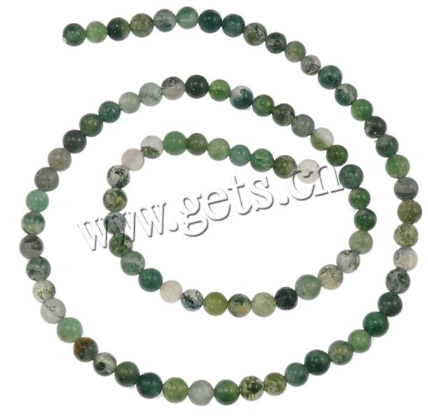 Perles en pierre d'agate mousse naturelle, Rond, Personnalisé & multiple tailles pour le choix, Longueur:15 pouce, Vendu par brin