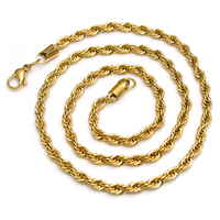 acero inoxidable Collar de cadena, cadena de cuerda, más colores para la opción, 4mm, longitud:aproximado 18.5 Inch, Vendido por Sarta