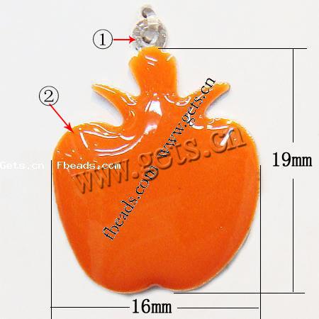 Zinc Alloy Enamel Pendants, Iron, Apple, more colors for choice, 19x16x2mm, Hole:Approx 1mm, Sold By PC