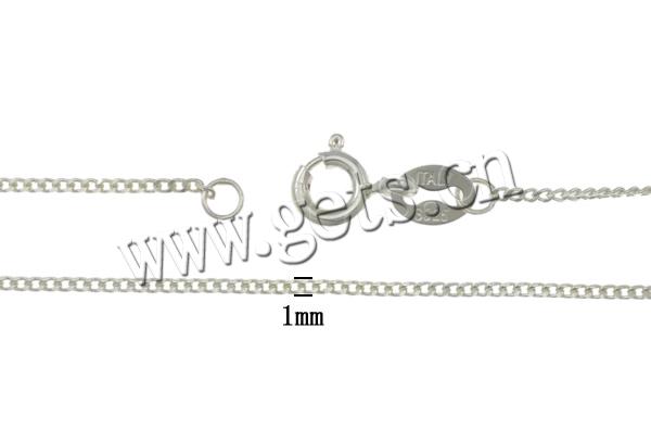 Collar de cadena de plata esterlina, plata de ley 925, chapado, Modificado para requisitos particulares & giro oval, más colores para la opción, 1mm, Vendido por Sarta