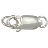 純銀製ロブスター爪留め金, 92.5％純度シルバー, 長方形, メッキ, 無色 穴:約 3, 4.5mm, 売り手 パソコン