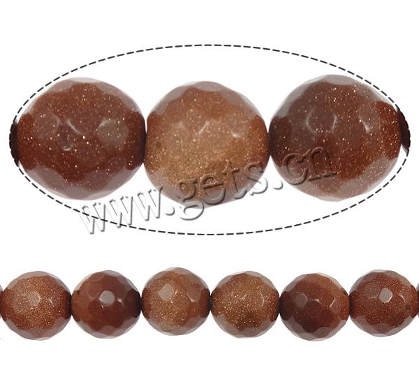 Goldstein Perlen, Goldsand, rund, Weitere Größen für Wahl & handgemachte facettiert, Bohrung:ca. 1-1.5mm, Länge:ca. 14.5 ZollInch, verkauft von Strang