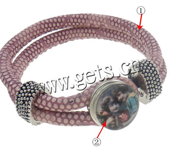 PU Leather Cord Bracelets, with Resin, zinc alloy clasp, plated, 2-strand, more colors for choice, nickel, lead & cadmium free, 18x8mm, Length:Approx 8.5 Inch, Sold By Strand