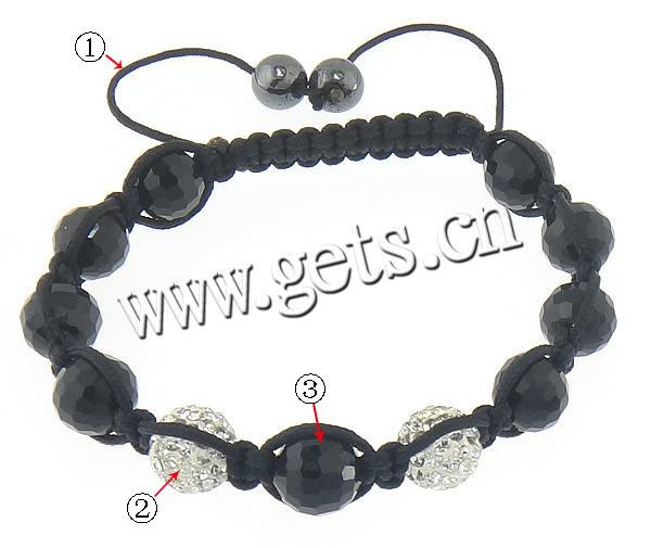 Crystal Woven Ball Bracelets, with Wax Cord & Rhinestone Clay Pave Bead & Hematite, handmade, more colors for choice, 10mm, 8mm, Length:Approx 12 Inch, Sold By Strand