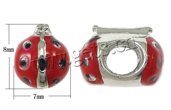 Enamel Zinc Alloy European Beads, Ladybug, plated, large hole, more colors for choice, 7x8mm, Hole:Approx 4.2-4.5mm, Sold By PC