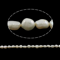 Perles nacres baroques de culture d'eau douce , perle d'eau douce cultivée, naturel, blanc, Niveau AA, 12-13mm Environ 0.8mm .5 pouce, Vendu par brin