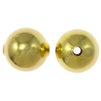 Laiton perles lisses, Rond, Plaqué d'or 14K, sans couture, 10mm Environ 2.5mm Vendu par sac