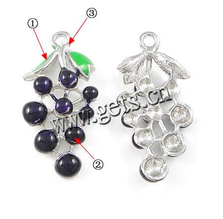 Zinc Alloy Enamel Pendants, Grape, plated, more colors for choice, 29x15x4mm, Hole:Approx 2mm, Sold By PC