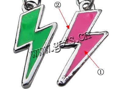 Zinc Alloy Enamel Pendants, Lightning Symbol, plated, more colors for choice, 10x18mm, Hole:Approx 2mm, Sold By PC
