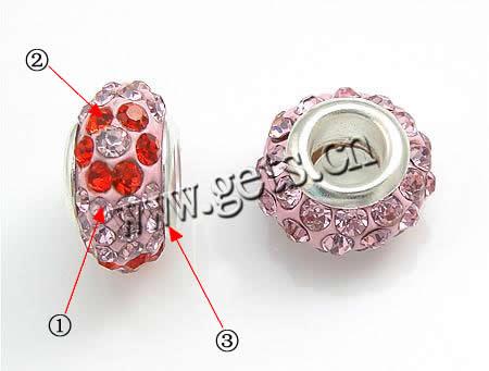 Strass Europa Perlen, mit Zinklegierung, Rondell, keine, frei von Kadmium, 13x7mm, Bohrung:ca. 5mm, verkauft von PC