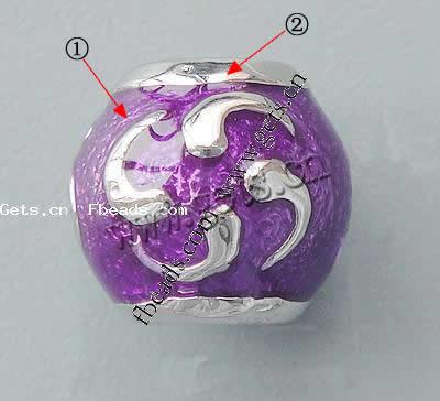 Enamel Zinc Alloy European Beads, Drum, without troll & large hole, more colors for choice, 11x9.5mm, Hole:Approx 5mm, Sold By PC
