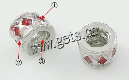 エナメル質亜鉛合金パンドラ ビーズ, 亜鉛合金, チューブ形, ネジ無 & ラージホール, 無色, 8x6mm, 穴:約 4.2-4.5mm, 売り手 パソコン