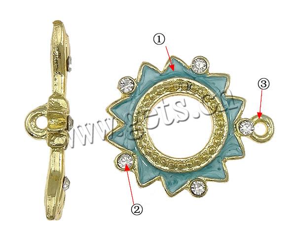 Zinc Alloy Toggle Clasp, Flower, with rhinestone & single-strand, more colors for choice, nickel, lead & cadmium free, 21x21mm, 27.5x7mm, Hole:Approx 2mm, Sold By Set
