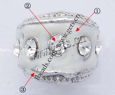 Enamel Zinc Alloy European Beads, Rondelle, plated, without troll & with rhinestone & large hole, more colors for choice, nickel, lead & cadmium free, 11.5x8.5mm, Hole:Approx 4.2-4.5mm, Sold By PC