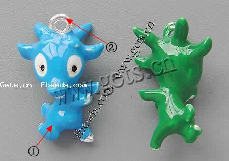 Zinc Alloy Enamel Pendants, Cow, plated, more colors for choice, 22x15x10mm, Hole:Approx 1.5mm, Sold By PC