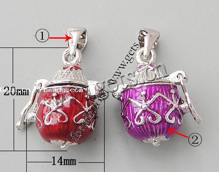 Zinc Alloy European Prayer Box Pendants, plated, enamel, more colors for choice, nickel, lead & cadmium free, 20x14x12mm, Hole:Approx 5x4mm, Sold By PC