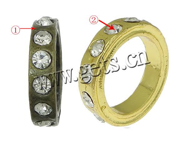 Donut Rhinestone Spacer , with Zinc Alloy, Flat Round, plated, plating thickness more than 3μm, more colors for choice, nickel free, 19x19x4mm, Hole:Approx 13mm, Sold By PC