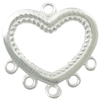 Sterling Silver Chandelier Component, 925 Sterling Silver, Heart, plated, 1/5 loop Approx 1mm 