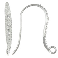Sterling Silver Hook Earwire, 925 Sterling Silver, plated, with cubic zirconia Approx 1.2mm [
