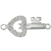 Cubic Zirconia Sterling Silver Connector, 925 Sterling Silver, Key, plated, with cubic zirconia Approx 1mm 