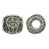 Rhinestone Zinc Alloy European Beads, Drum, plated, Customized & without troll & with rhinestone nickel & cadmium free, 10mm Approx 5mm 