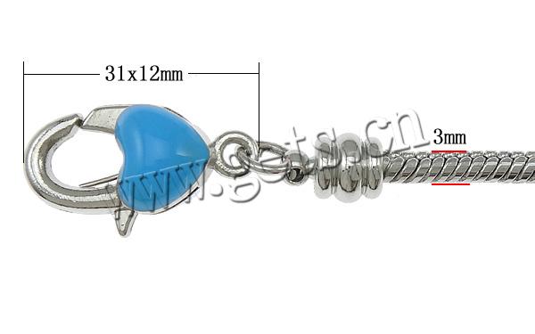 Латунь European браслет цепь, плакированный, эмаль, Много цветов для выбора, не содержит никель и кадмий, продается Strand