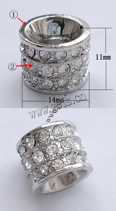 Granos de la aleación del Zinc de diamante de imitación, diamantes de imitación, Toroidal, chapado, más colores para la opción, 11x14mm, Vendido por UD