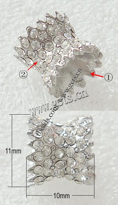 Flower Cap Rhinestone Spacer, with Zinc Alloy, plated, with Mideast rhinestone, more colors for choice, lead & nickel free, 11x10mm, Hole:Approx 4.5mm, Sold By PC